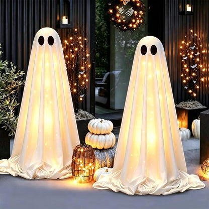 2-pack 5 ft light-up ghost bodies on adjustable telescopic stands
