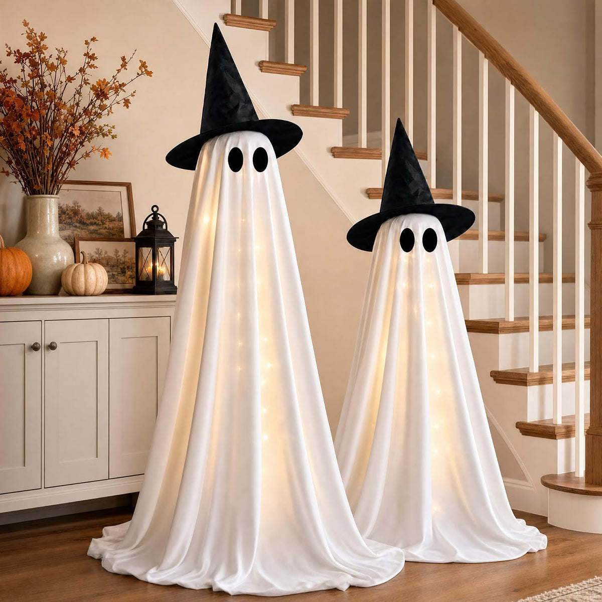 2-pack kit with 30 led string lights per ghost for full-body illumination