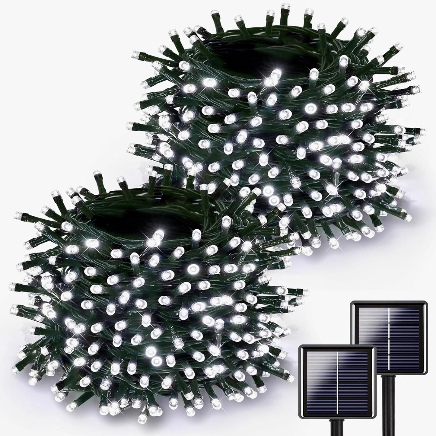 2-pack of 200-led strings totaling 400 leds across 144ft on discreet green wire
