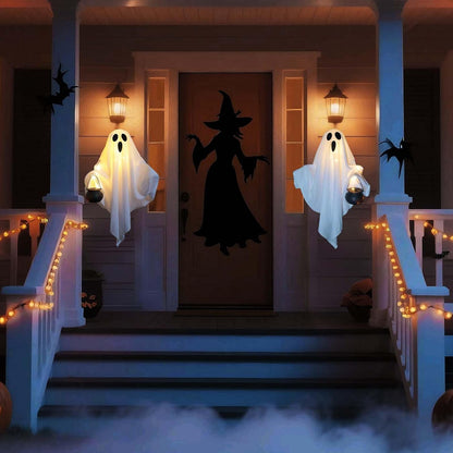 GhostLight Studio 2-Pack Waterproof Hanging Ghost - Battery Powered Yard Decor for Patio & Garden