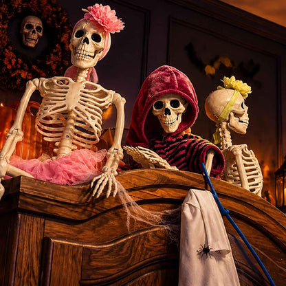 SpookyLite 2 Pack Skeletons – Stable Tip-Resistant Halloween Display Safe for Front Yard Kids & Pets
