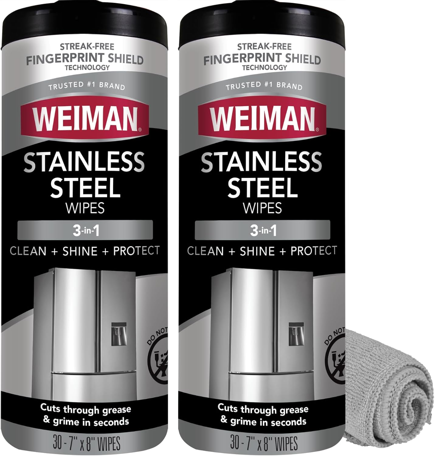 2 stainless steel cleaning wipes per pack for quick touch-ups