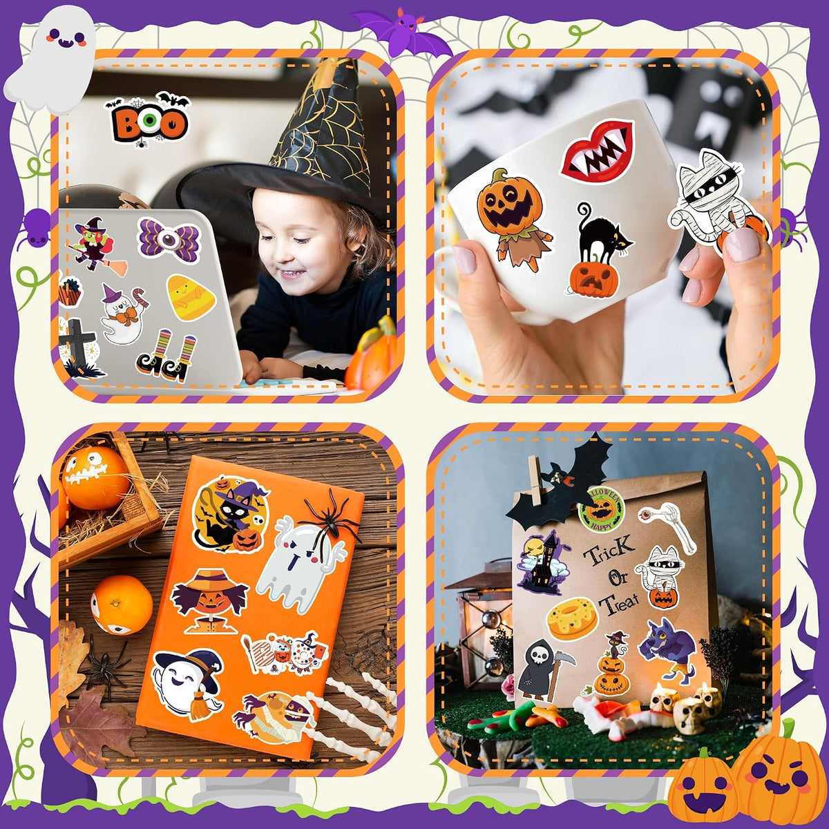 2 x 2 inch size that adheres to smooth surfaces including cards, treat bags, scrapbooks, and party invitations