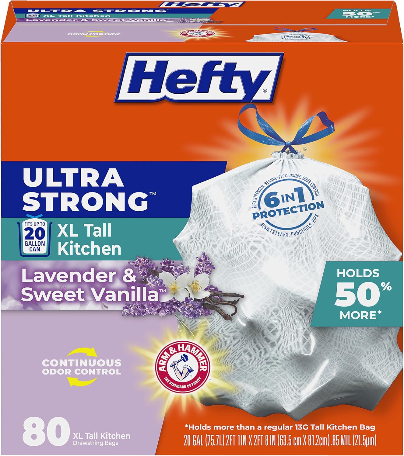 20-gallon xl tall size that is over 1 inch wider than a regular 13-gallon bag
