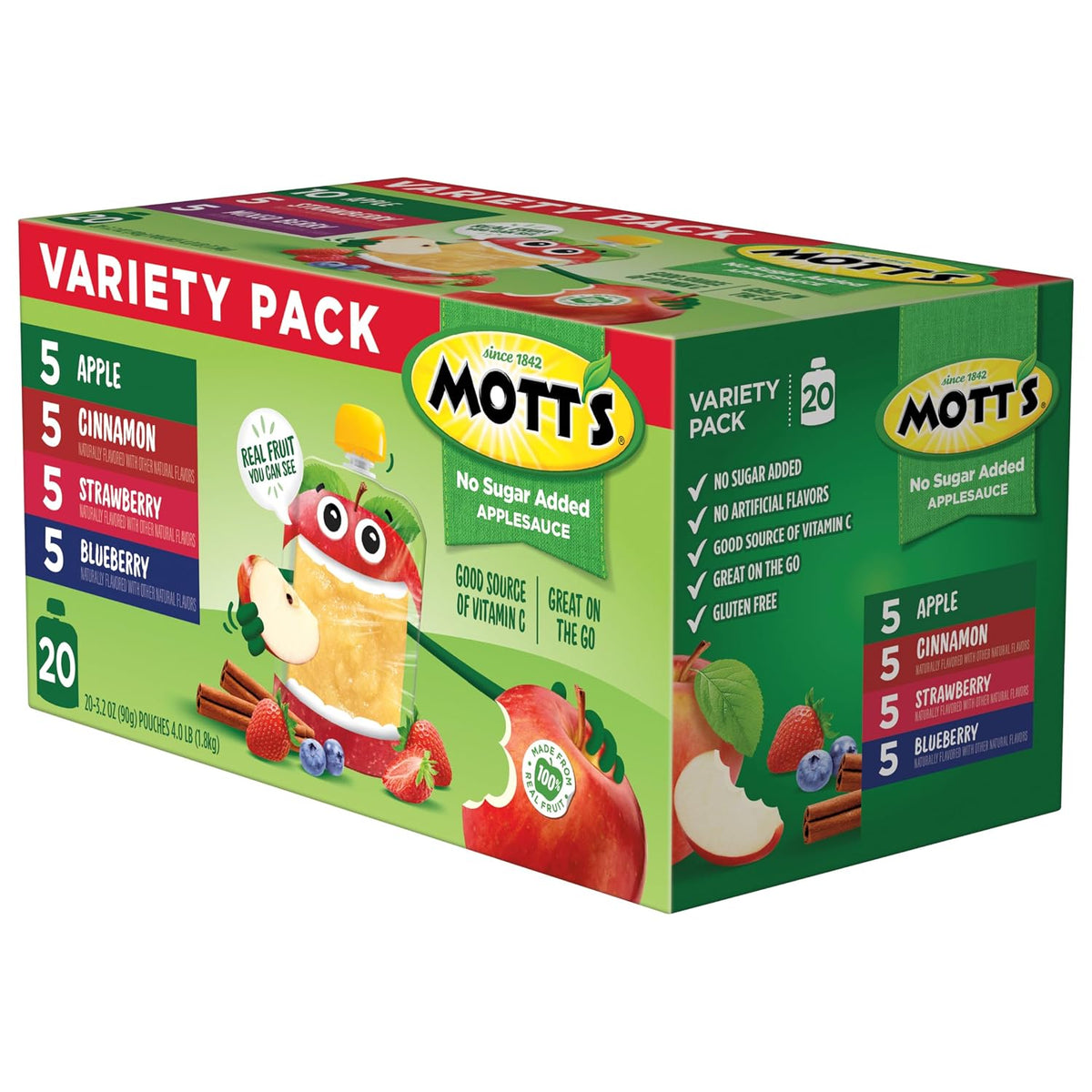 Mott's Real Fruit Snack Pack – Convenient Lunch Bag Addition for Busy Professionals and Remote Workers, 20 Pouches