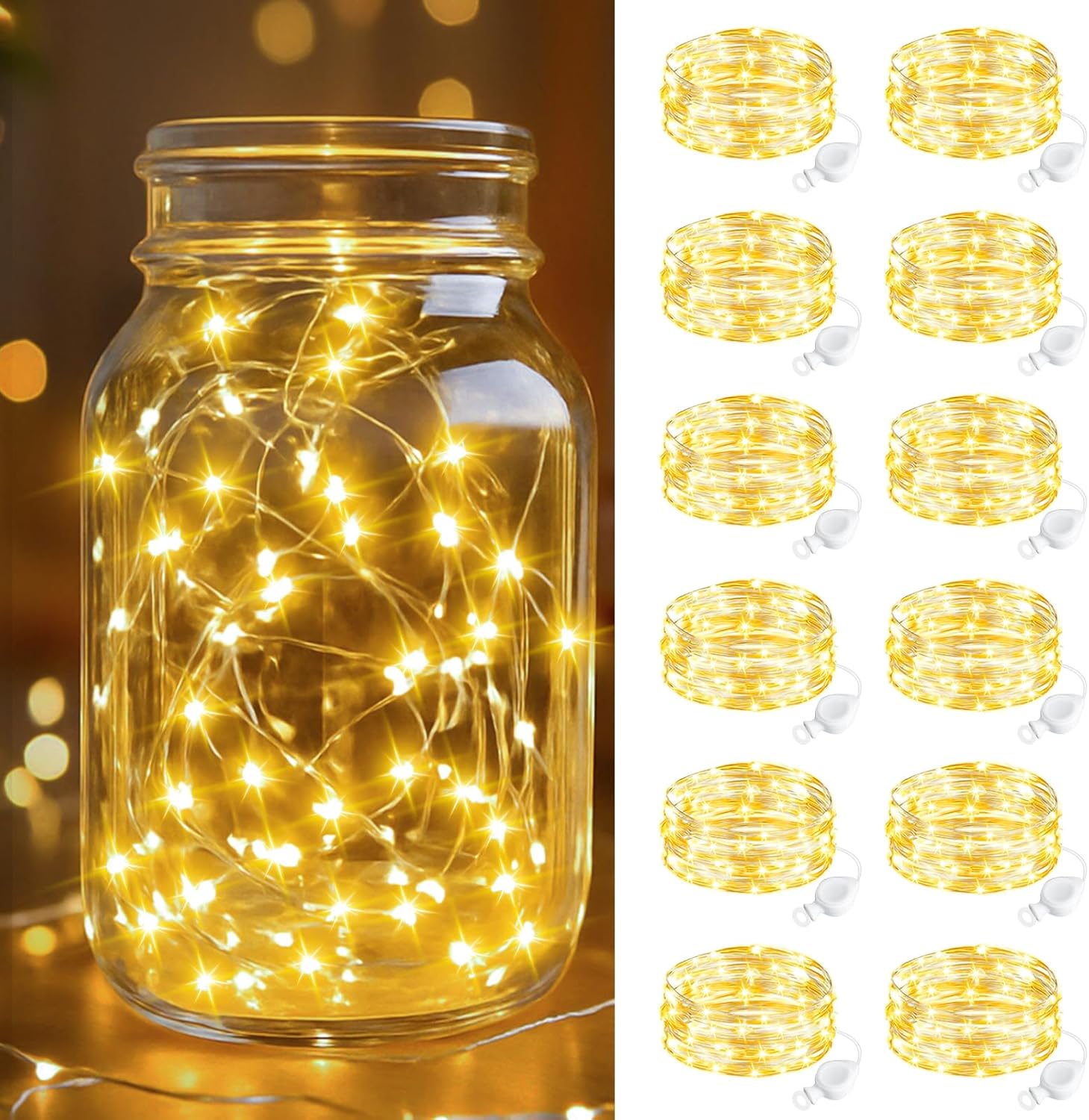 20 led micro-bulbs on 7ft (2m) flexible silver alloy wire per string