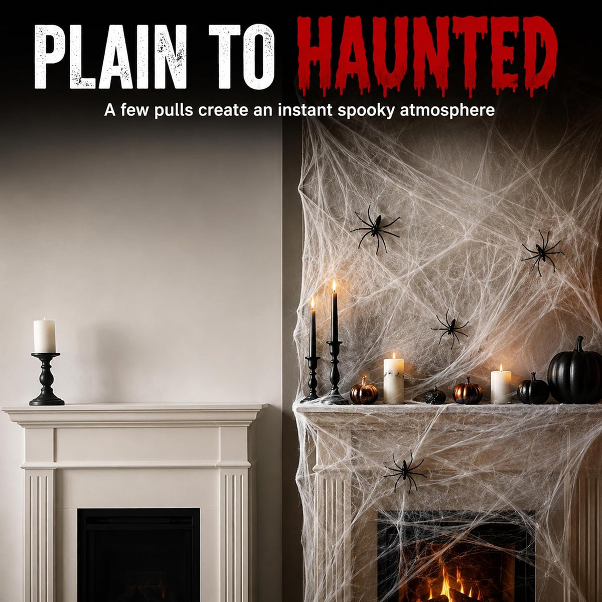 Kangaroo Halloween Spider Web Decor – Living Room and Bedroom Cobweb Aesthetic for Spooky Home Ambiance