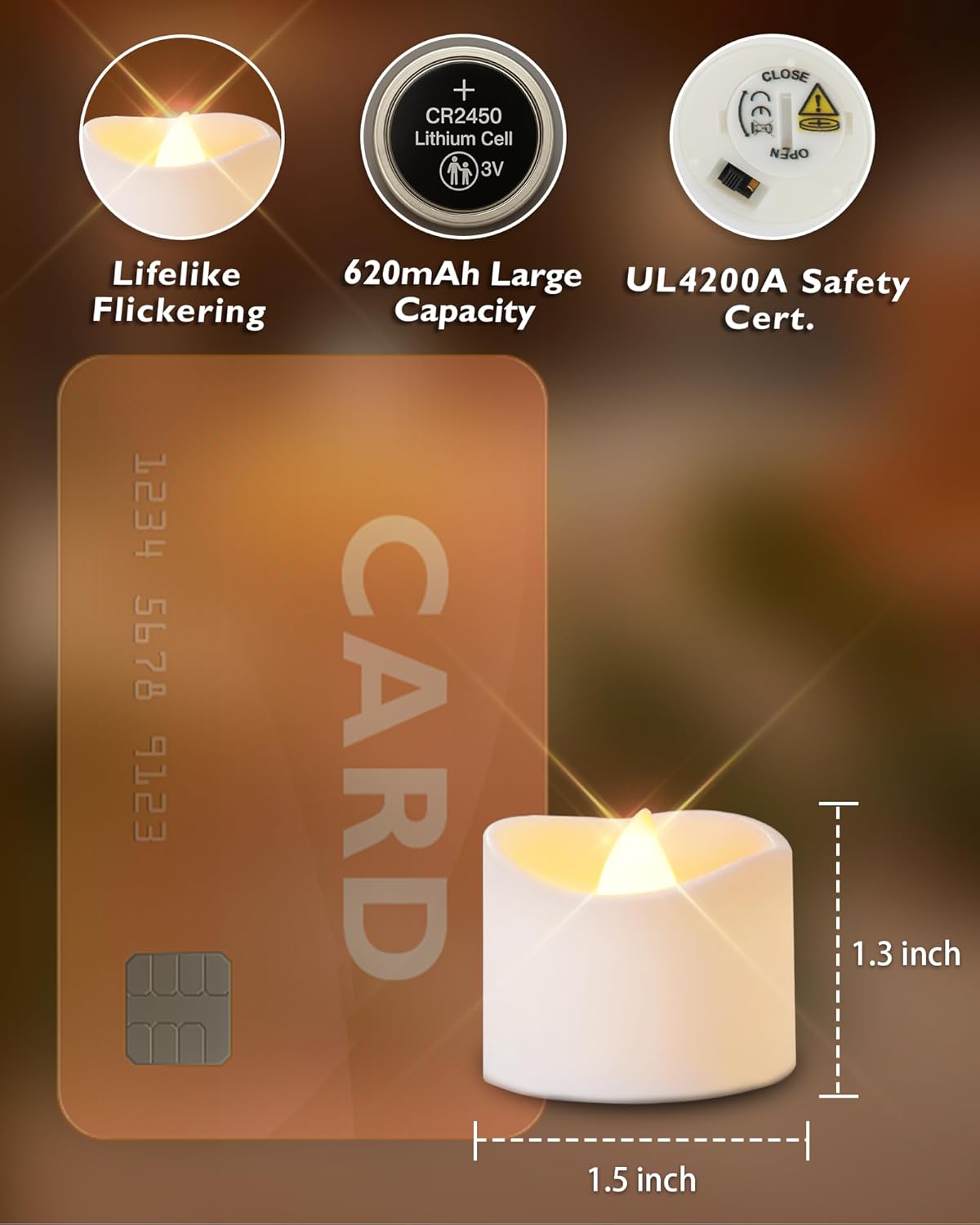 200+ hours of continuous glow per candle