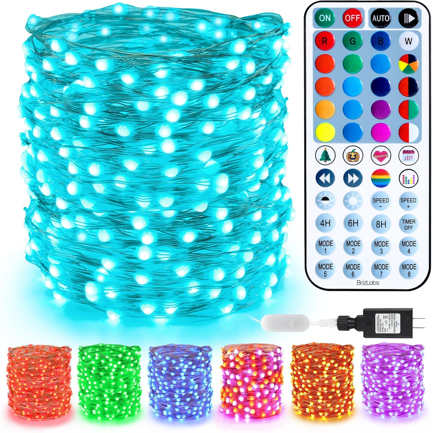200-led (66ft) and 100-led options with silver-copper, silver, or green wire to blend with decor or foliage