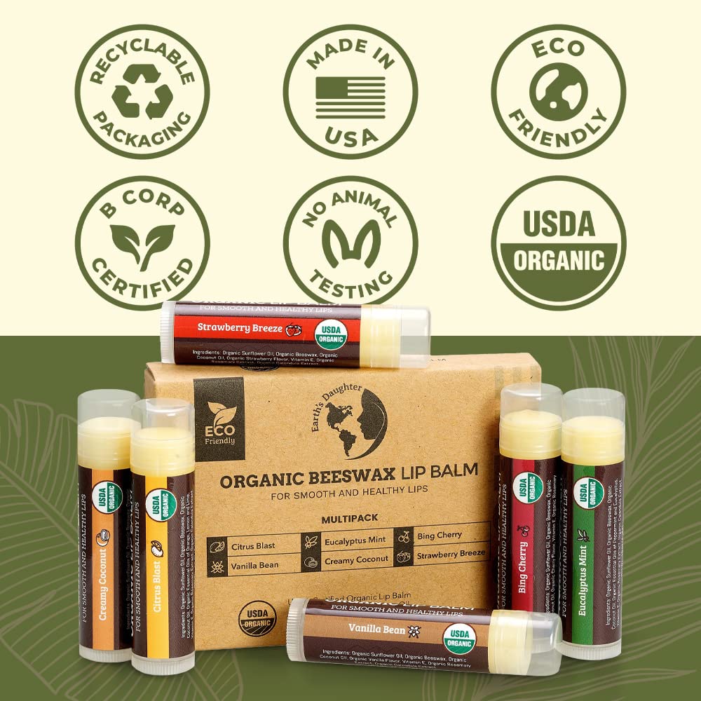 Earth's Daughter Organic Lip Balm – Simple Single-Formula Balm for the Intentional Capsule Beauty Kit