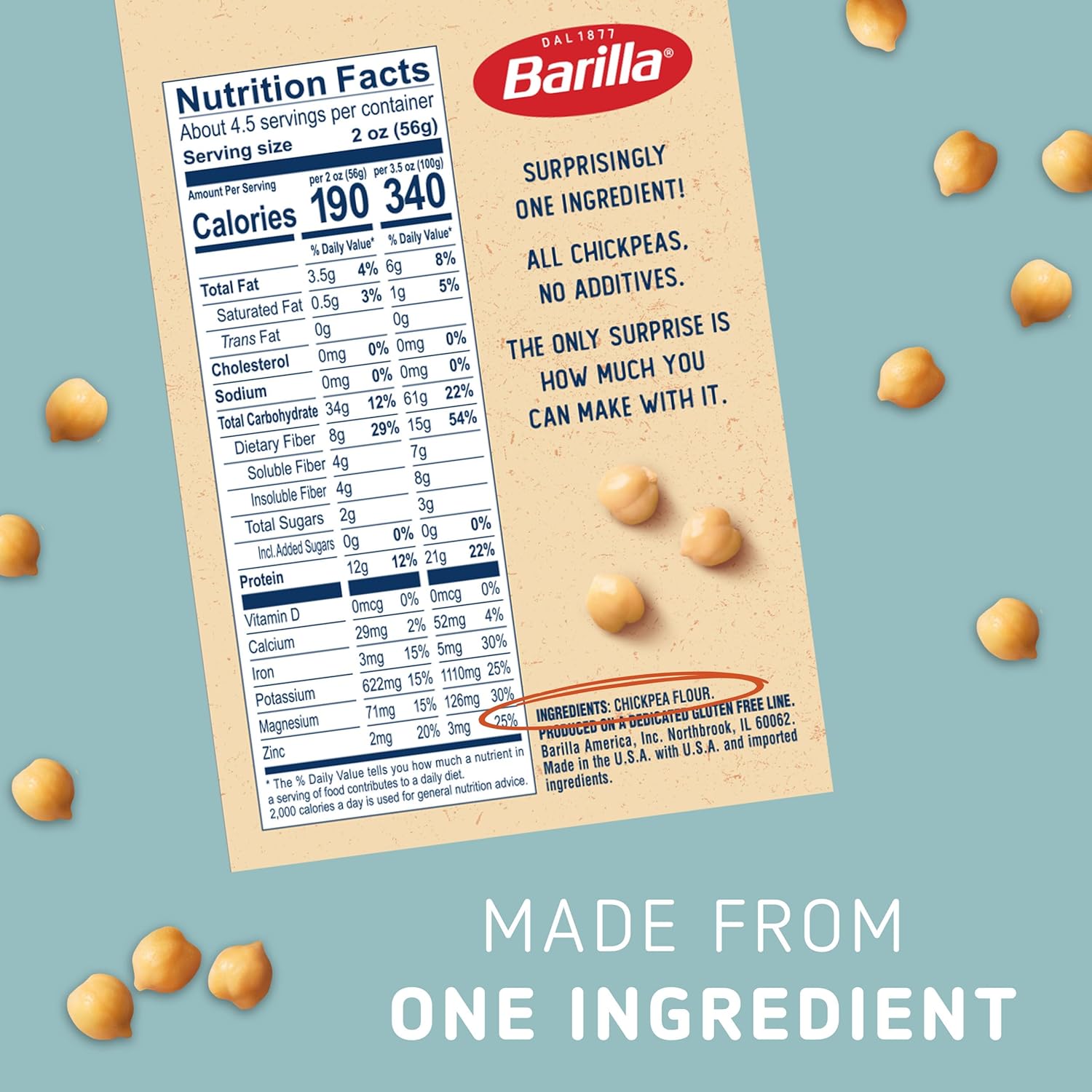 21g plant-based protein and 15g fiber per 3.5-oz serving