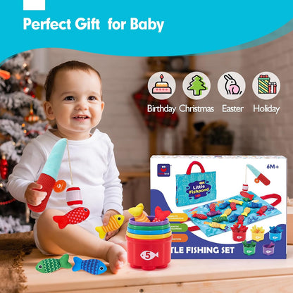 hahaland Montessori Fishing Toy for Toddlers – Safe Sensory Play Set for Nursery and Playroom Floor