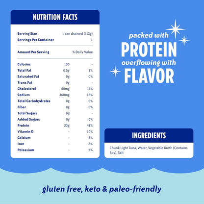 23 grams of lean protein per 5-ounce serving with heart-healthy omega-3s