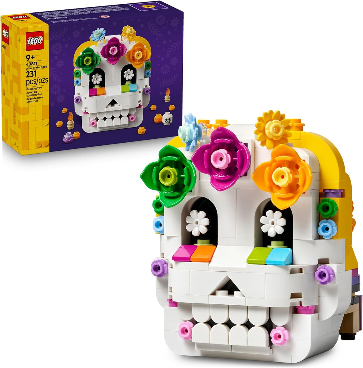 231 interlocking lego pieces in a multicolor palette