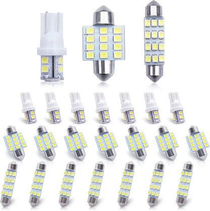 24-bulb combination set with 8 each of 25x10mm, 30x31mm, and 40x10mm festoon/board sizes