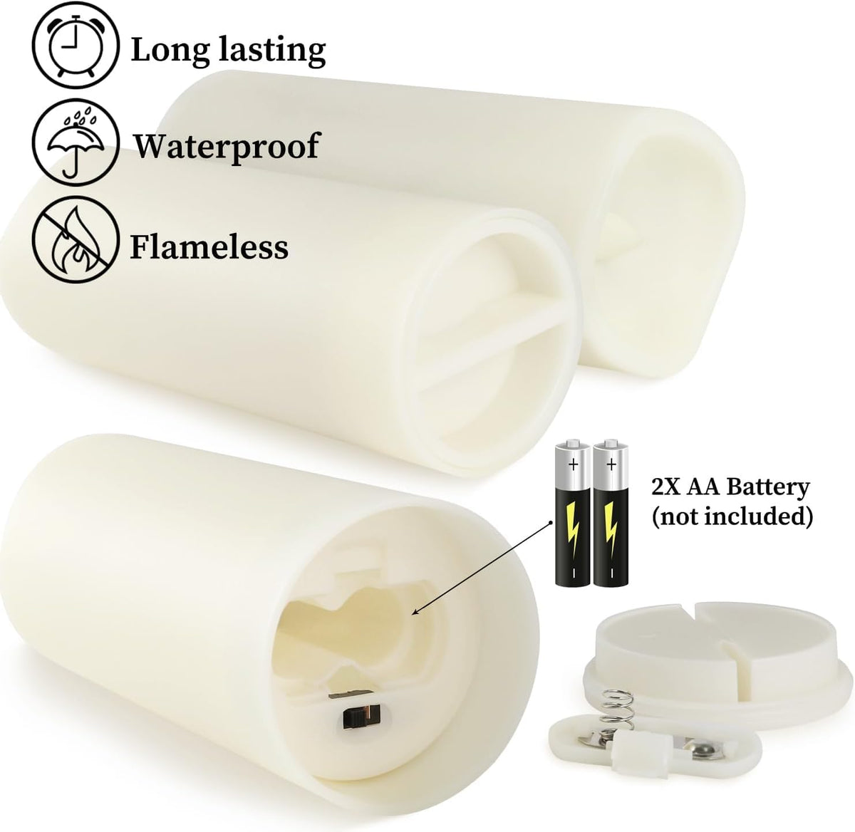 YOROXRG Flameless LED Candles 24-Pack, Tiered 4 5 6 Inch Flicker Set as Birthday Gift for Her, Mom and Couples for Anniversary Dinners