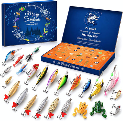 24 individually numbered compartments, one lure revealed per day from dec 1 to dec 24