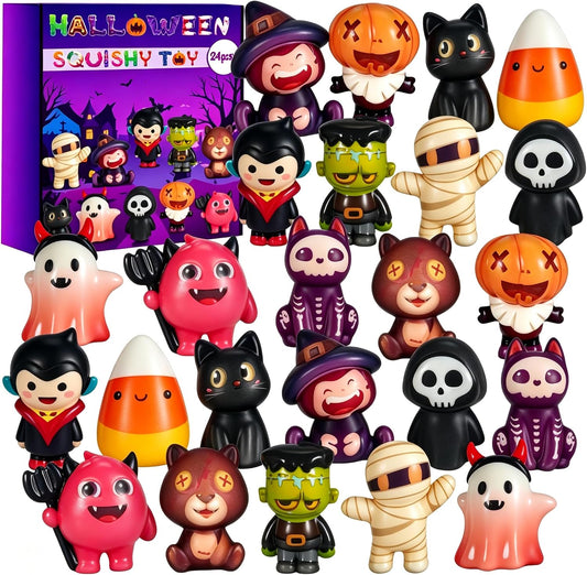24-piece assortment with 12 unique halloween character designs (2 of each)