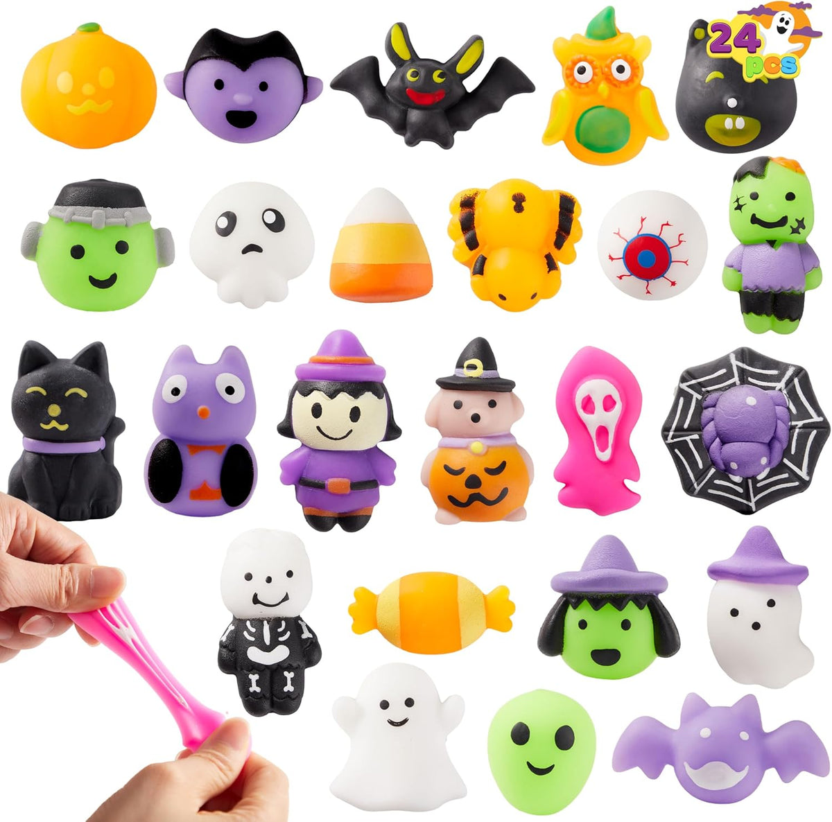 24-piece set with 24 distinct halloween character themes in multicolor