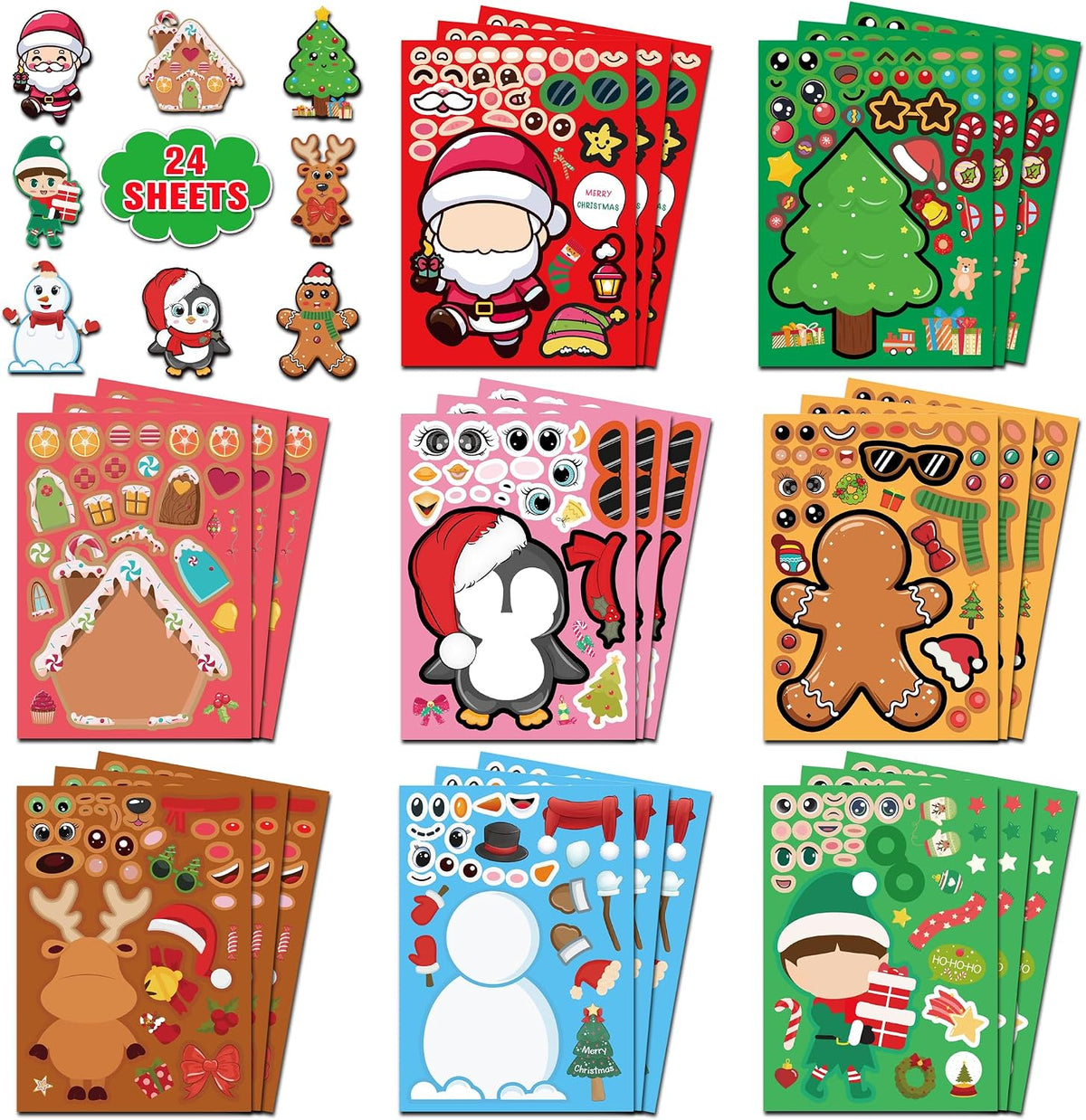 24 reusable stickers per set on 8.2 x 5.9 inch rectangular paper sheets