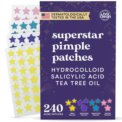 240 hydrocolloid star-shaped patches per box in 3 sizes