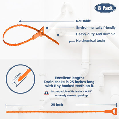 25-inch length reaches deep into drain lines and curved pipes