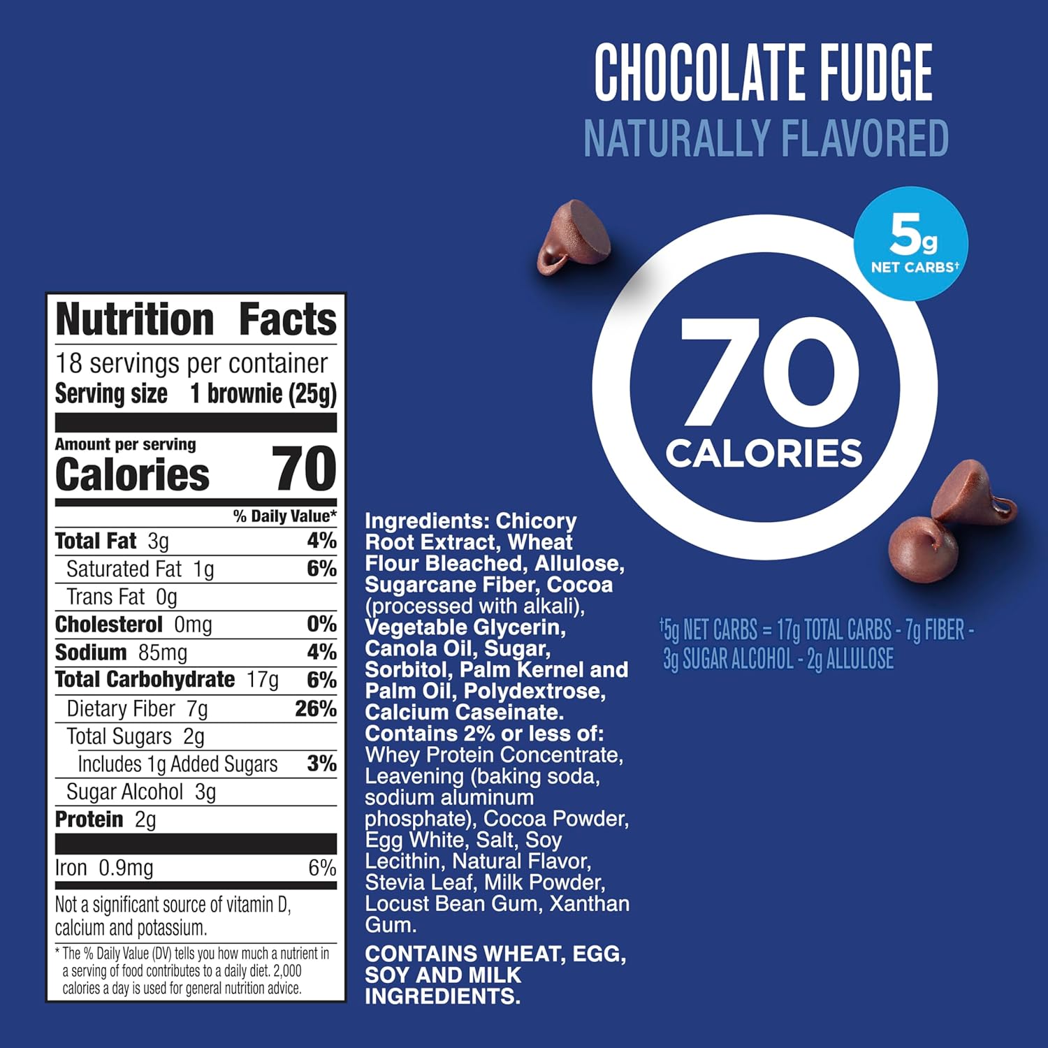 26% daily value of dietary fiber (high-fiber formulation)