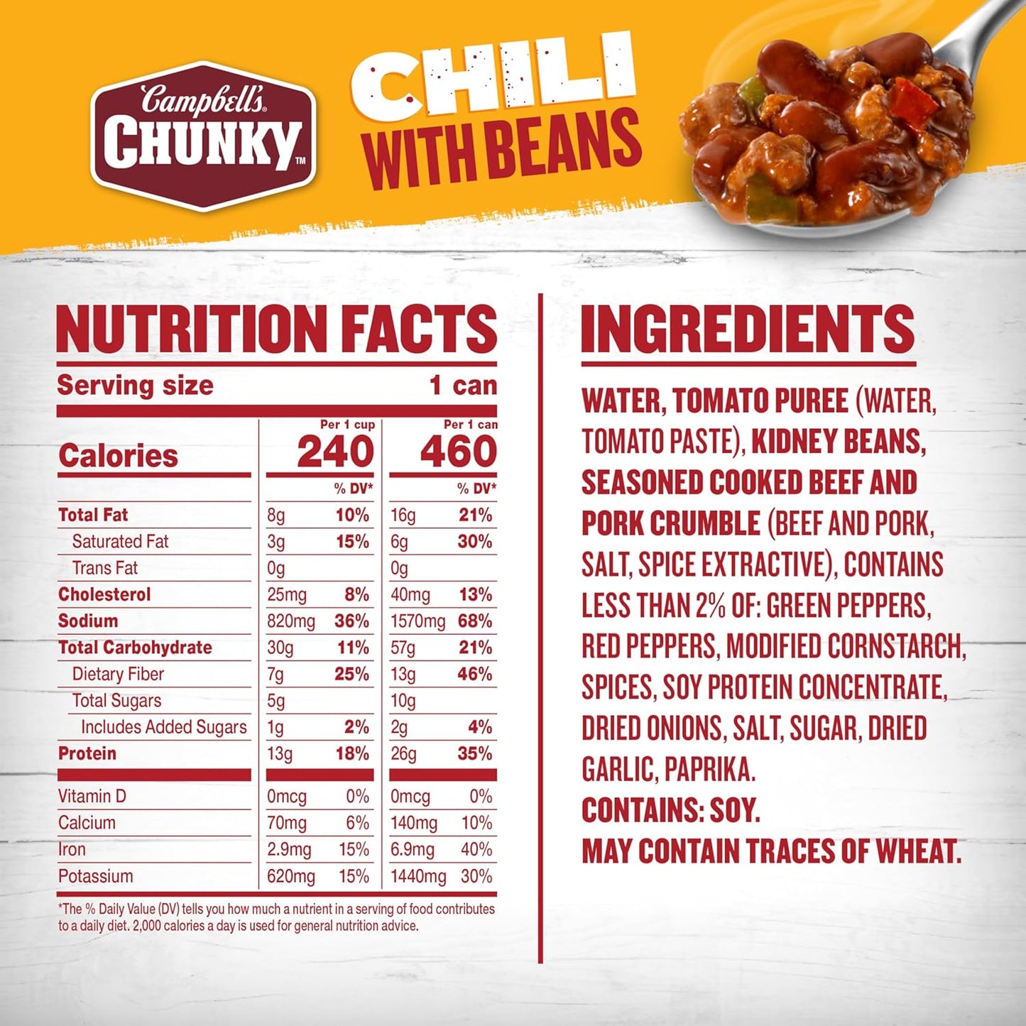 26g protein per can from beef and pork crumble