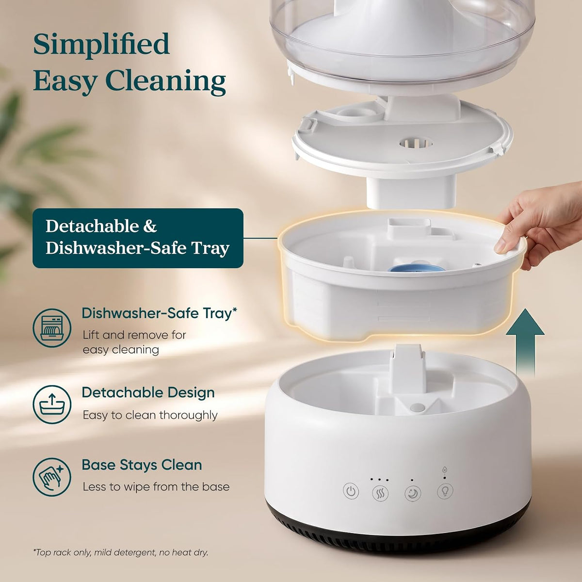 270 ml/h ultrasonic cool mist output covering 432 sq ft