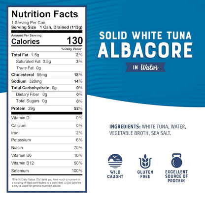 29g protein, 300mg omega-3s, and vitamin b12 per 5oz serving