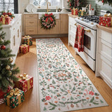 Lahome Secure-Grip Holiday Runner – Non-Slip TPE Backed Washable Rug for Kitchens and Bathrooms, Beige 2'x8'