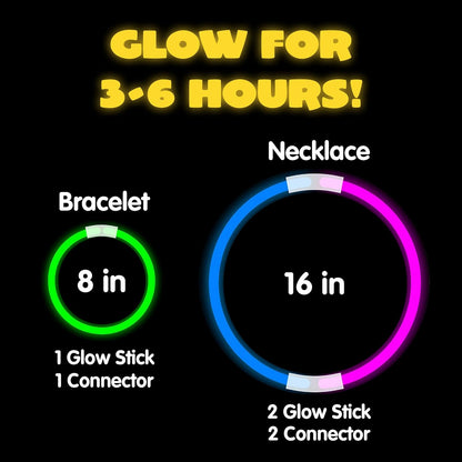 3-6 hour continuous glow time per stick after snap-and-shake activation