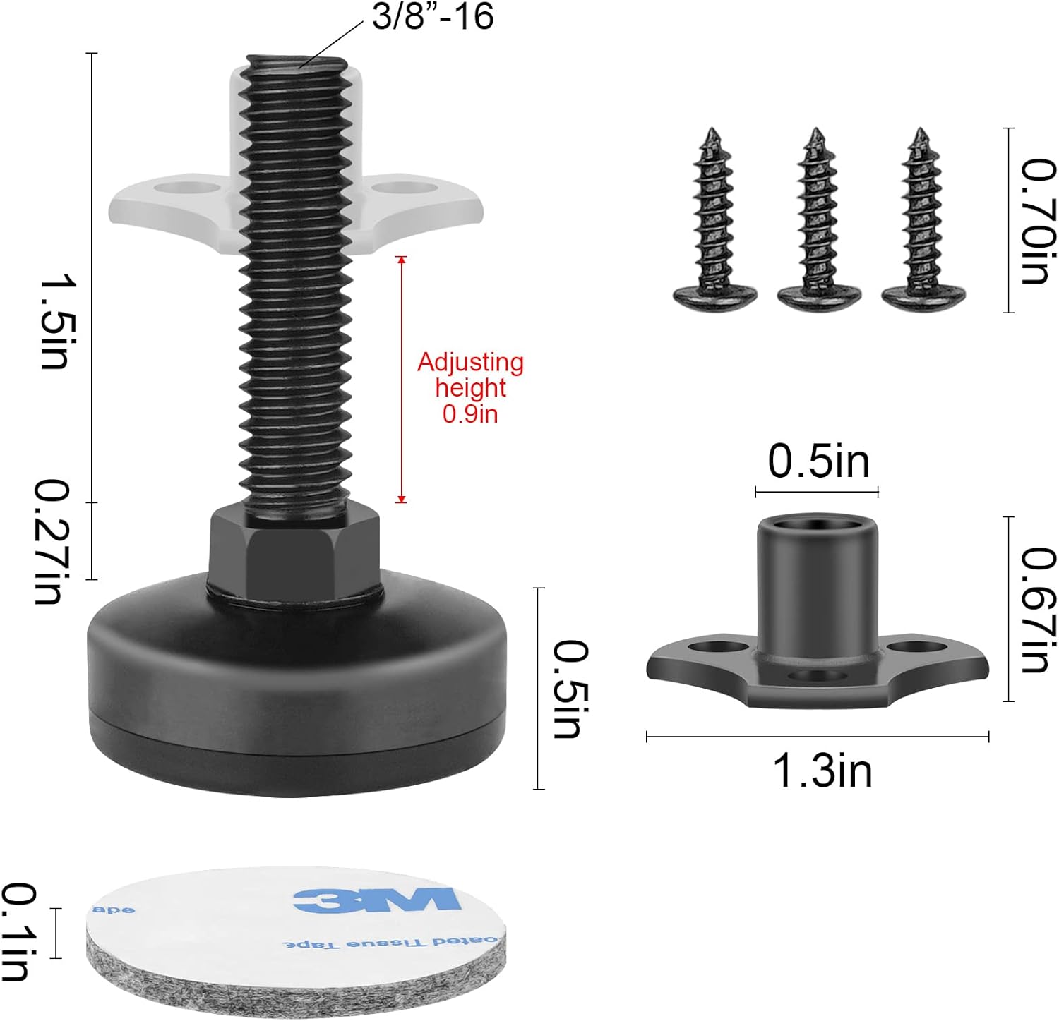 3/8"-16 threaded steel insert, 1.75" long, compatible with standard furniture leg threads