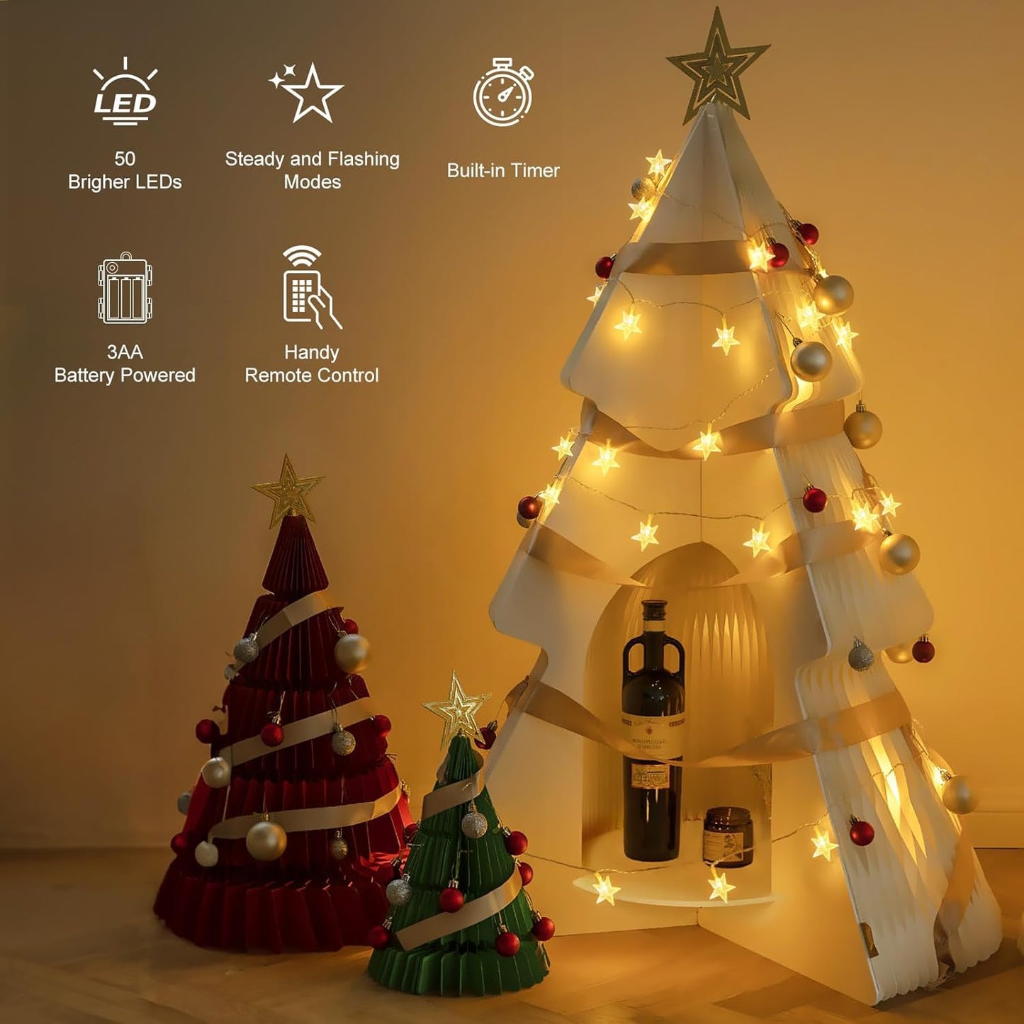 3 × aa battery operation for fully cordless, outlet-free placement