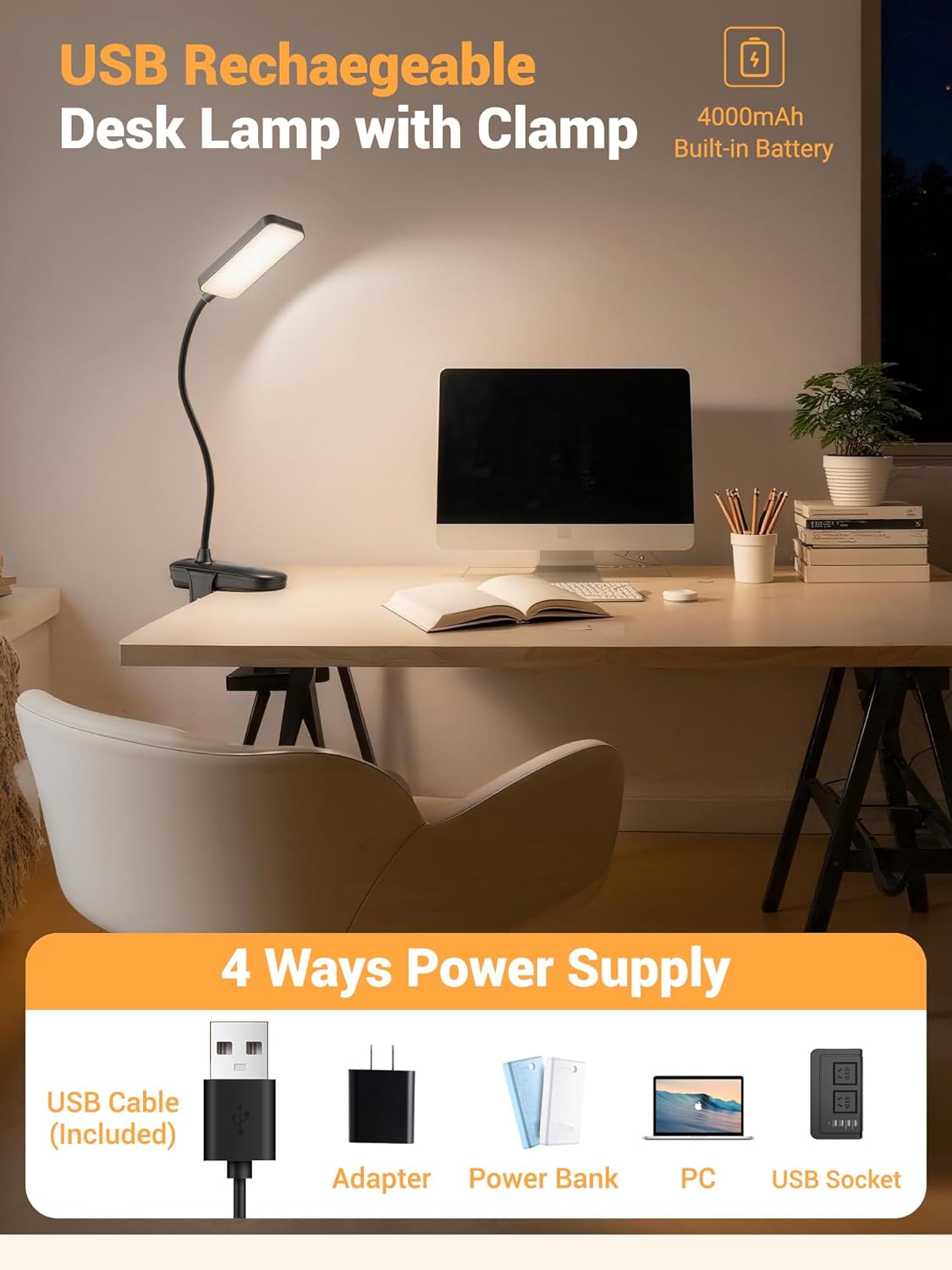 3-in-1 design: clip-on, free-standing, and wall-hanging via rear hole