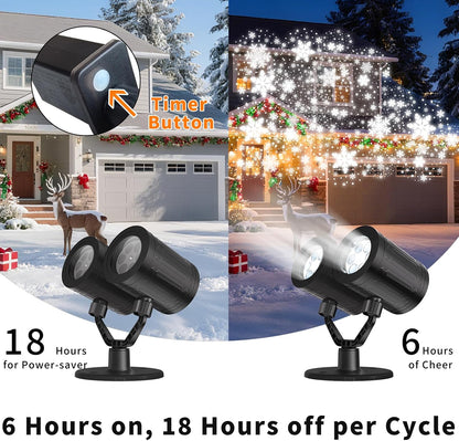 3-in-1 projection effect combining snowflakes, moving snow, and snow dots