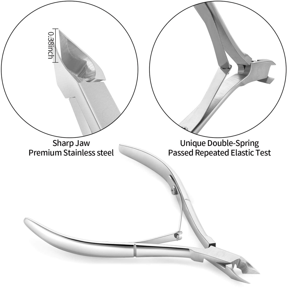3-in-1 tool set: cuticle nippers, dual-end cuticle pusher, and triangle-head cuticle cutter