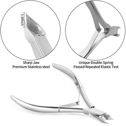 3-in-1 tool set: cuticle nippers, dual-end cuticle pusher, and triangle-head cuticle cutter