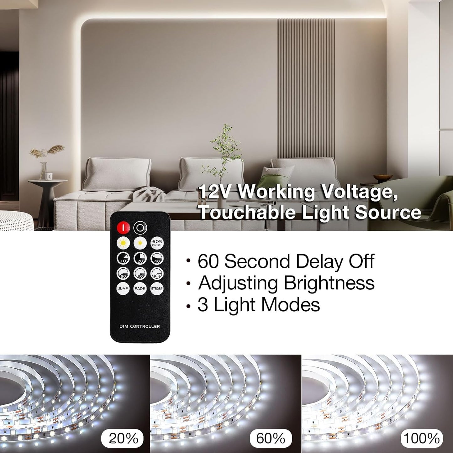 3 length variants: 20ft (360 leds), 40ft, and 66ft for different room scales