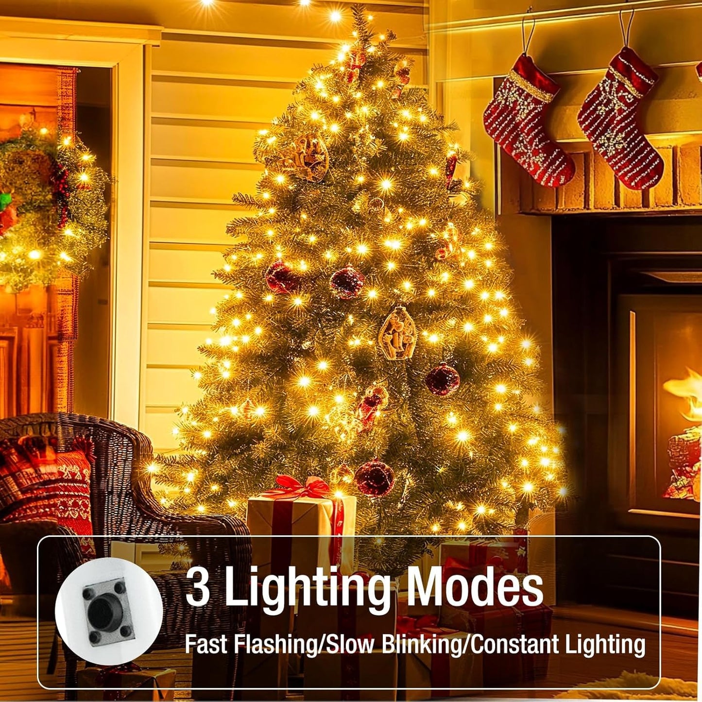 3 lighting modes: fast flashing, slow blinking, and constant on