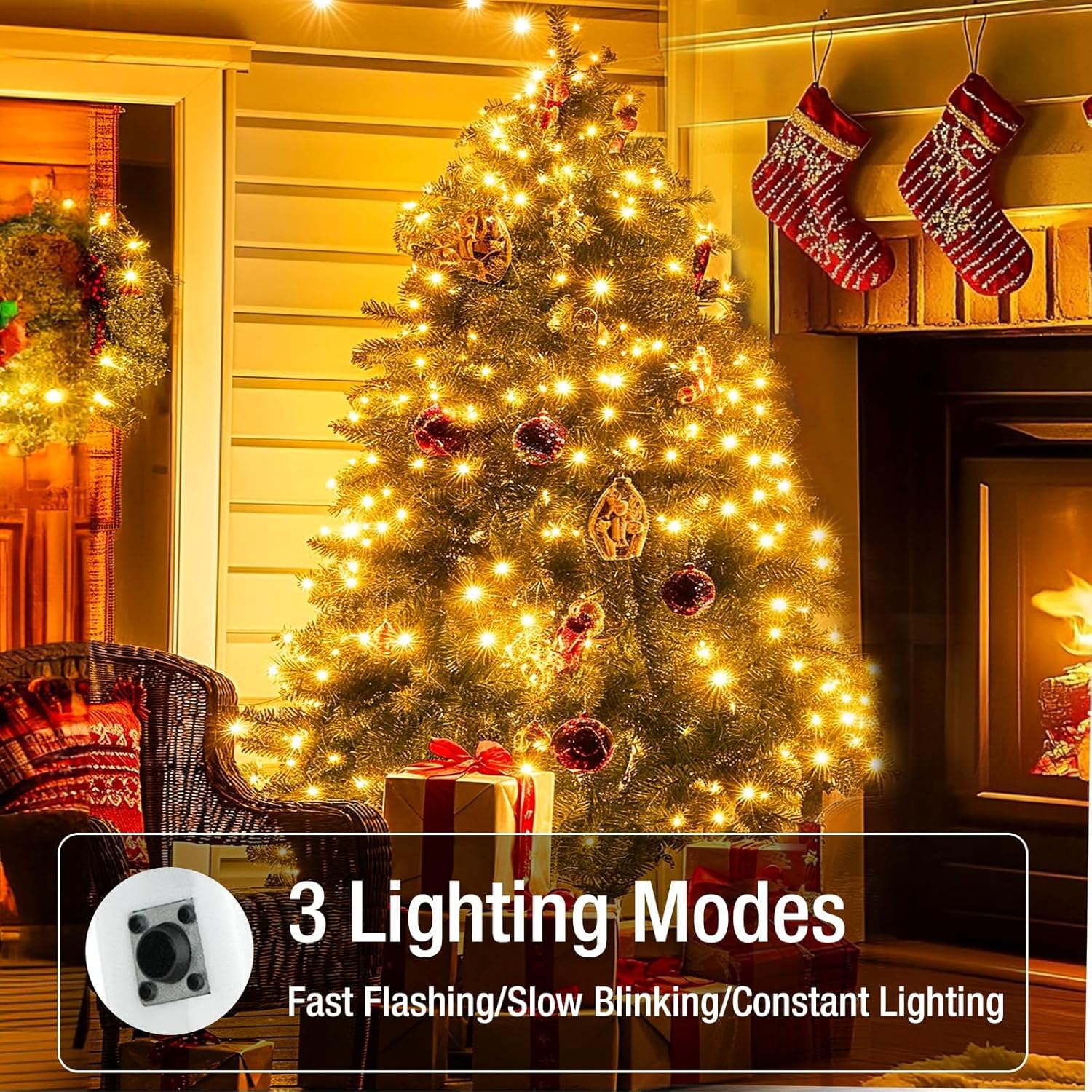 3 lighting modes: fast flashing, slow blinking, and constant on