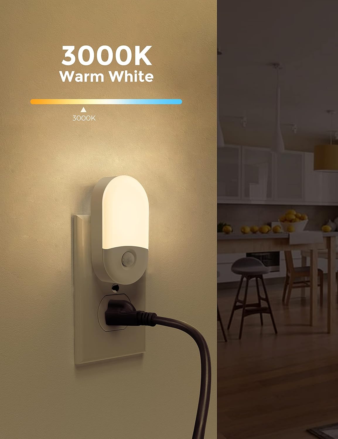 3 lighting modes: on (always on), off, and auto with 60-second inactivity shutoff