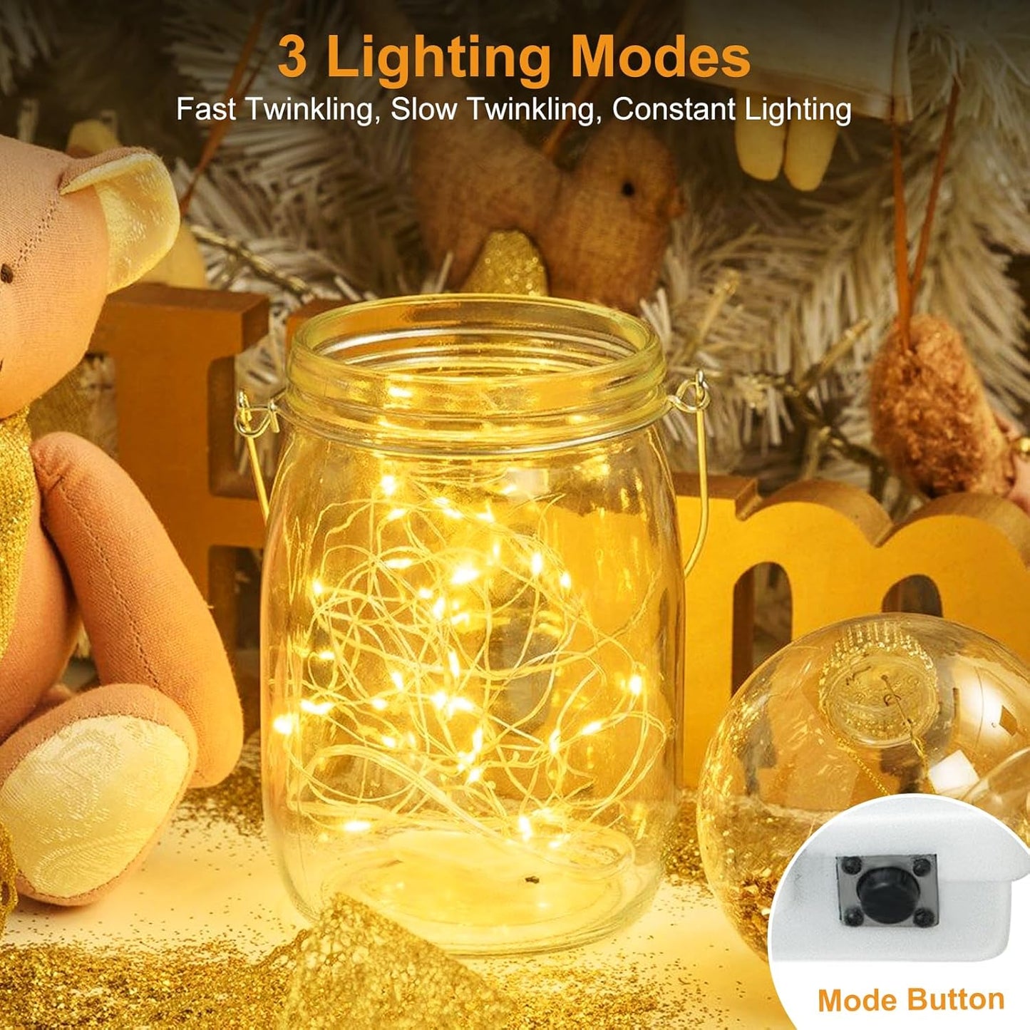 3 lighting modes selectable via side push button (fast flash, slow blink, constant on)