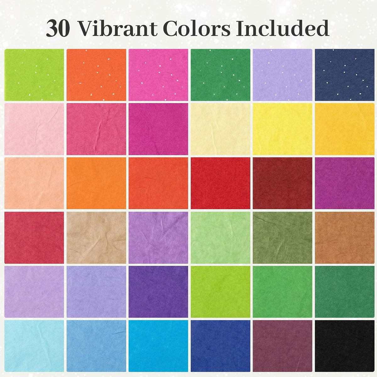 3 Otters Tissue Paper 150 Sheet Pack – Wedding Shower and Holiday Gift Wrapping Set, 30 Colors Including Shiny Metallic Designs