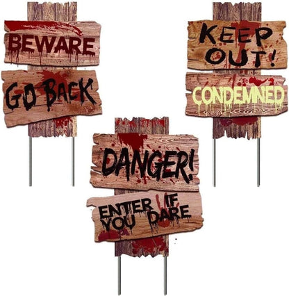 3-pack set of corrugated plastic yard signs in varied sizes (14.5x10.4, 14.7x11, 15.1x12.2 inches) with 9.5-inch plastic stakes