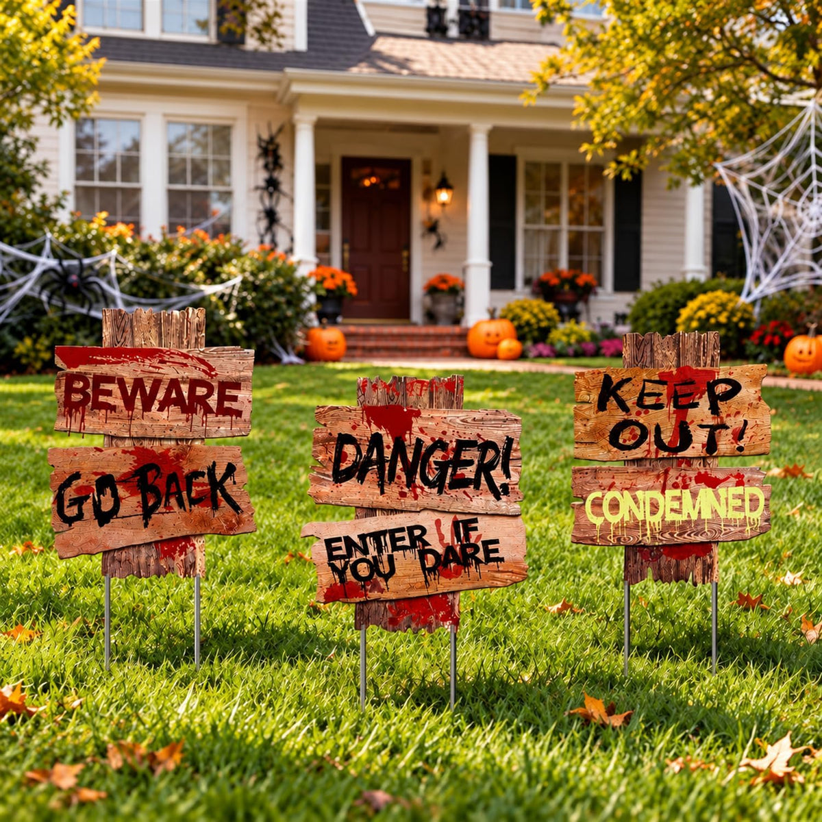 Votris Halloween Lawn Stakes 3 Pack – Decorative Halloween Accent Pieces for Porch Atmosphere and Garden Vignette
