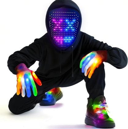 3-piece set: led gesture-sensing mask, light-up skeleton gloves, led shoelaces