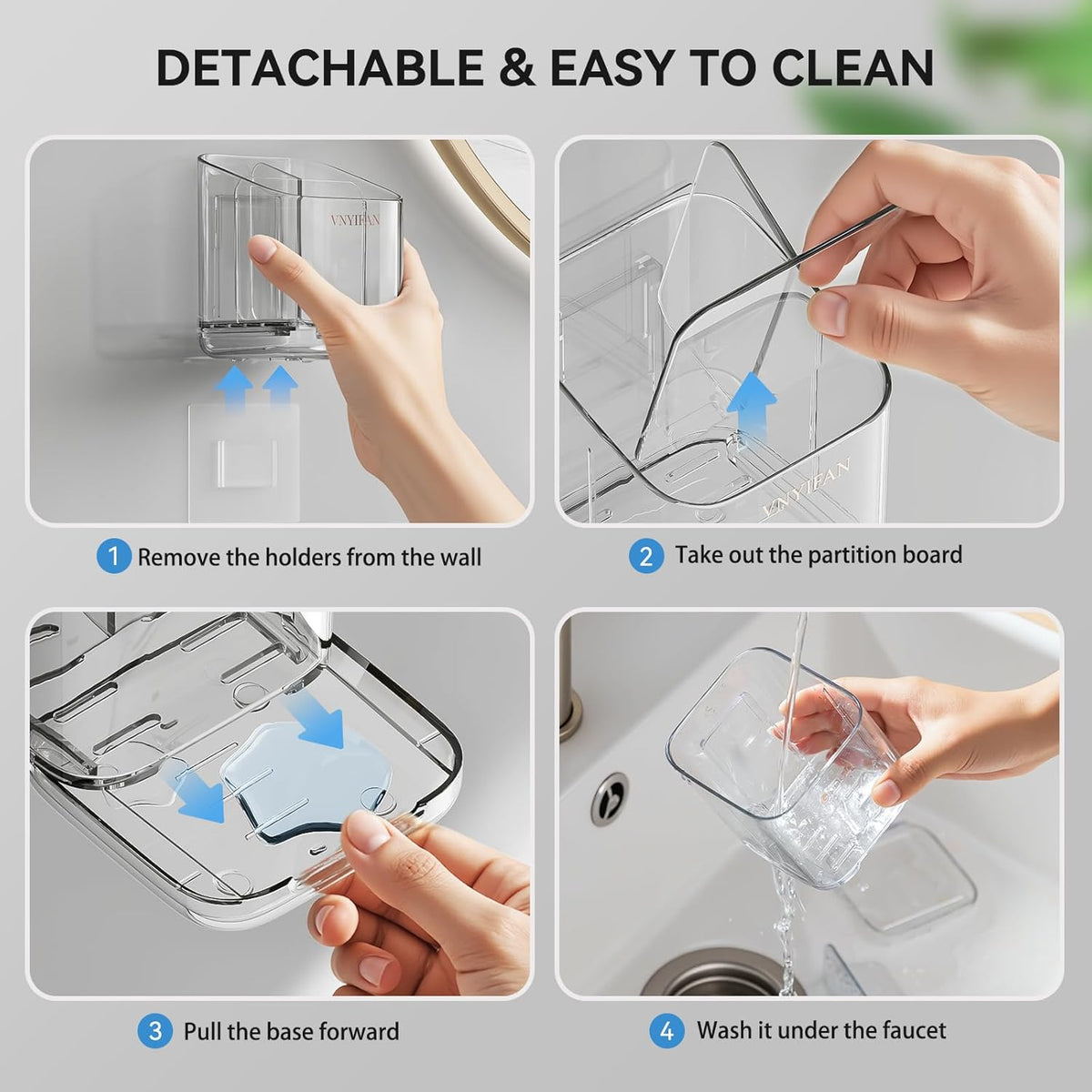 3-Slot Slide-Out Toothbrush Holder – Functional Storage Solution for Stress-Free Morning Prep