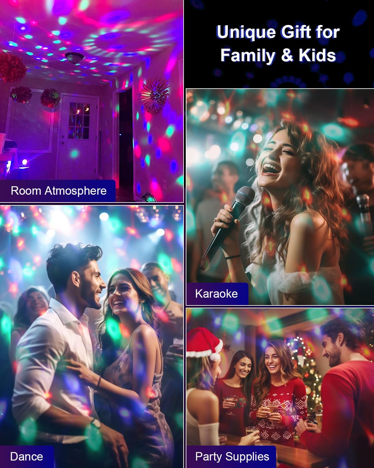 Luditek Kids' Party Light – Nursery-Safe Ambient Light for Dance Party Playdates, Cool-Running 3W LED Design