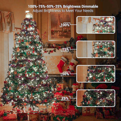 3 timer presets (6h/8h) with auto on/off and 4-level dimming (100/75/50/25%)
